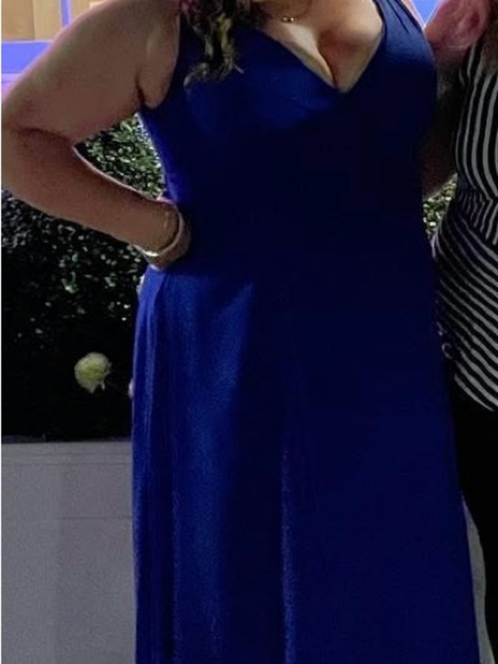 David's Bridal Royal Blue V-Neck Formal Dress